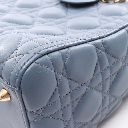 LADY DIOR レディディオール ミディアム カナージュ 2WAY ハンドバッグ レザー ブルー クリスチャンディオール バッグ Christian Dior