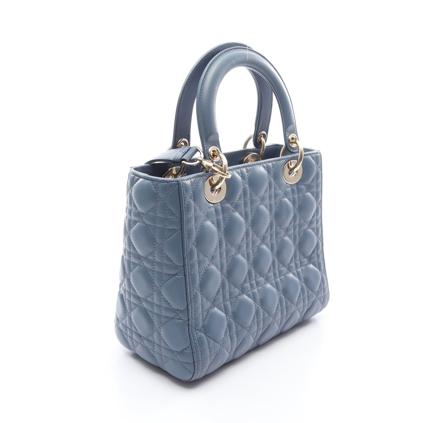 LADY DIOR レディディオール ミディアム カナージュ 2WAY ハンドバッグ レザー ブルー クリスチャンディオール バッグ Christian Dior