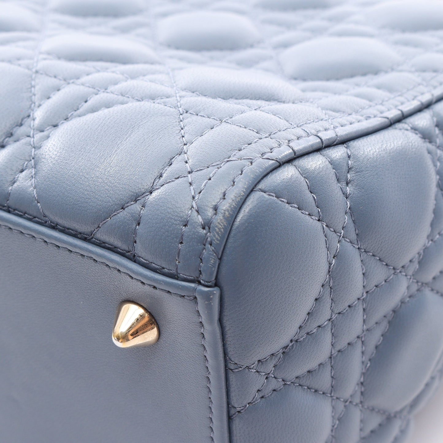 LADY DIOR レディディオール ミディアム カナージュ 2WAY ハンドバッグ レザー ブルー クリスチャンディオール バッグ Christian Dior