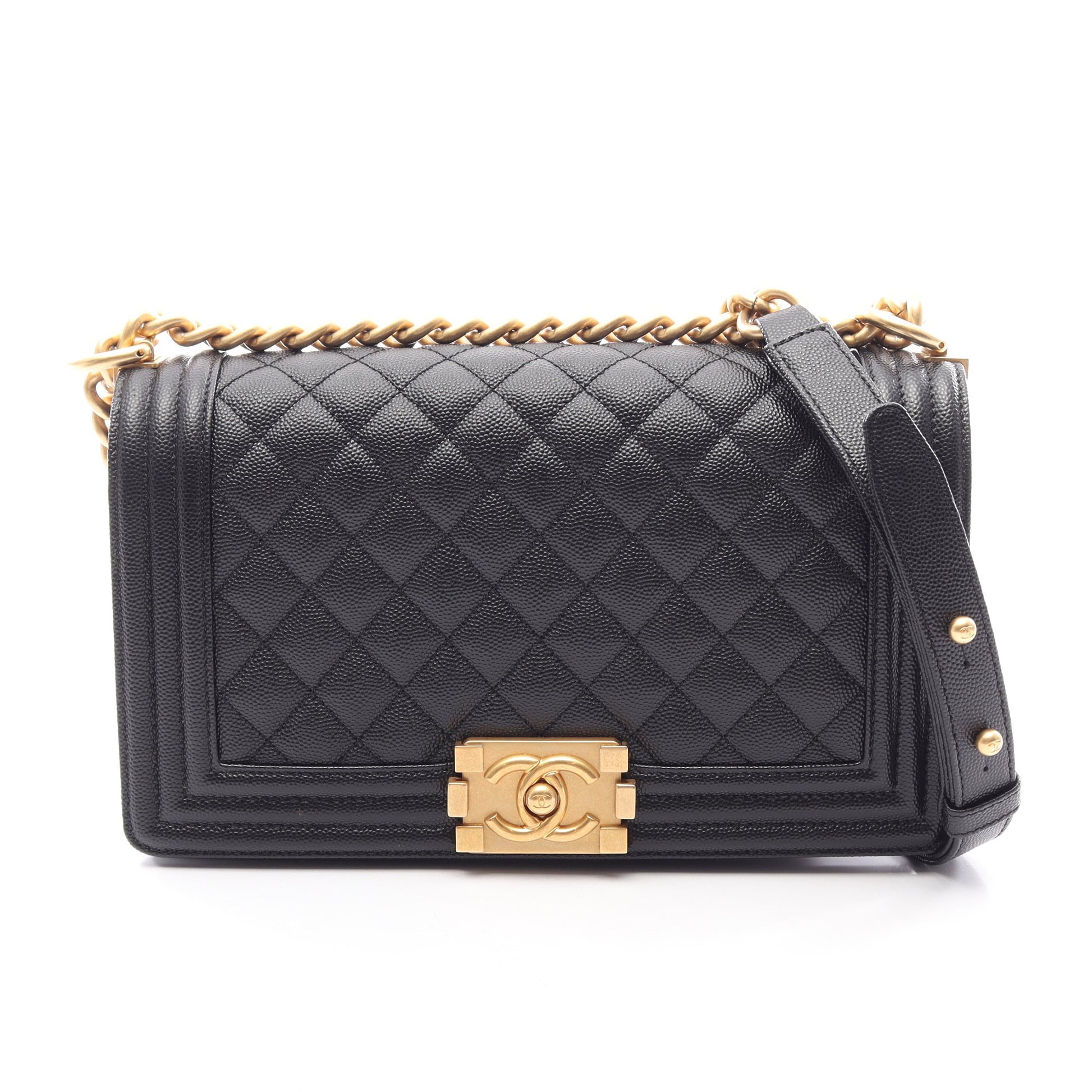 ボーイシャネル チェーンショルダーバッグ キャビアスキン ブラック ゴールド金具 シャネル バッグ CHANEL