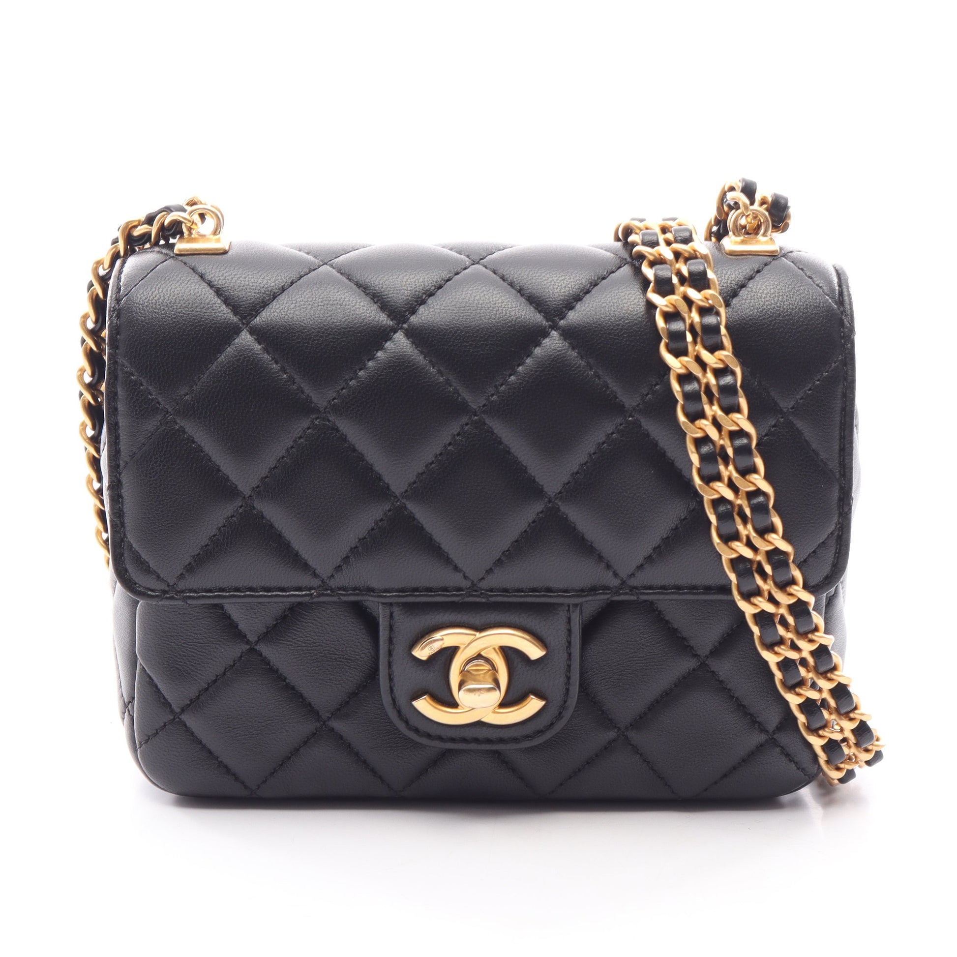 ミニマトラッセ チェーンショルダーバッグ ラムスキン ブラック ゴールド金具 シャネル バッグ CHANEL