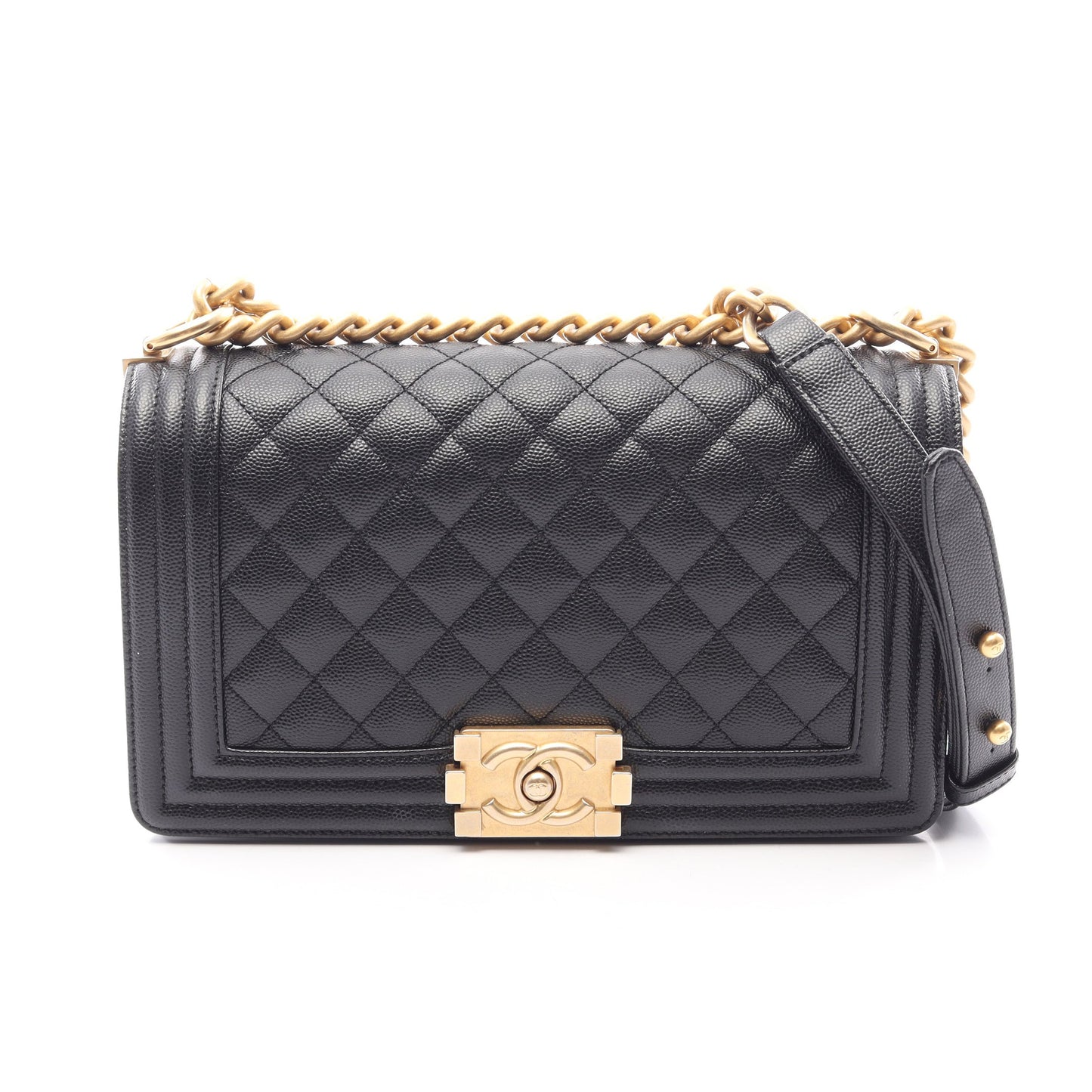 ボーイシャネル チェーンショルダーバッグ キャビアスキン ブラック ゴールド金具 シャネル バッグ CHANEL