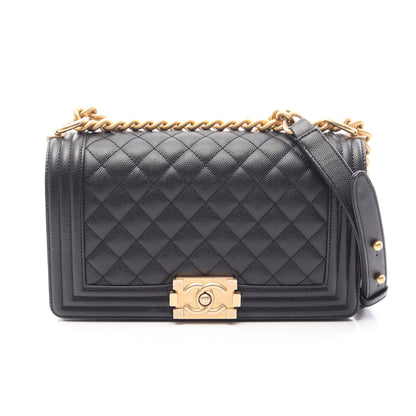 ボーイシャネル チェーンショルダーバッグ キャビアスキン ブラック ゴールド金具 シャネル バッグ CHANEL