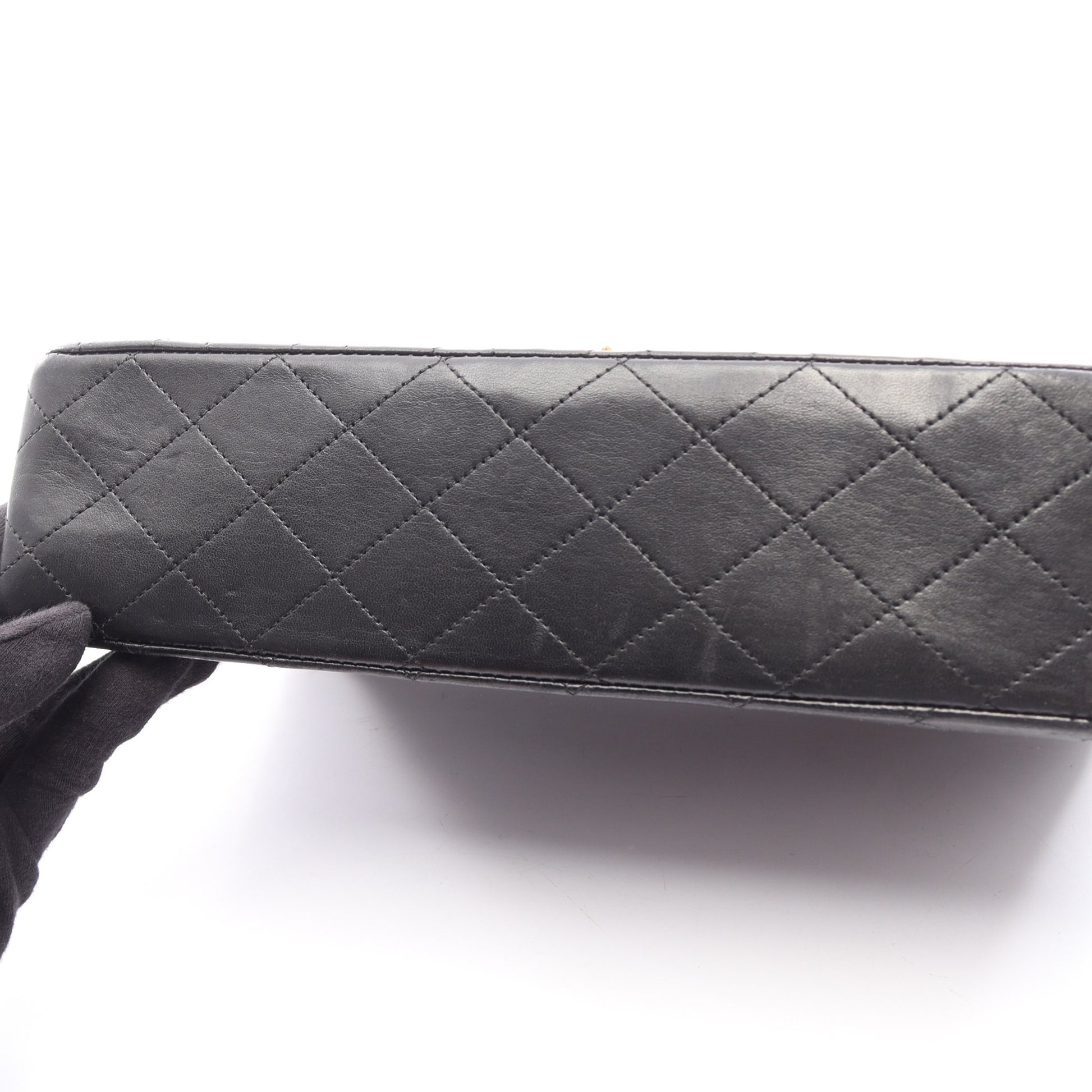 マトラッセ Wフラップ Wチェーンショルダーバッグ ラムスキン ブラック ゴールド金具 シャネル バッグ CHANEL
