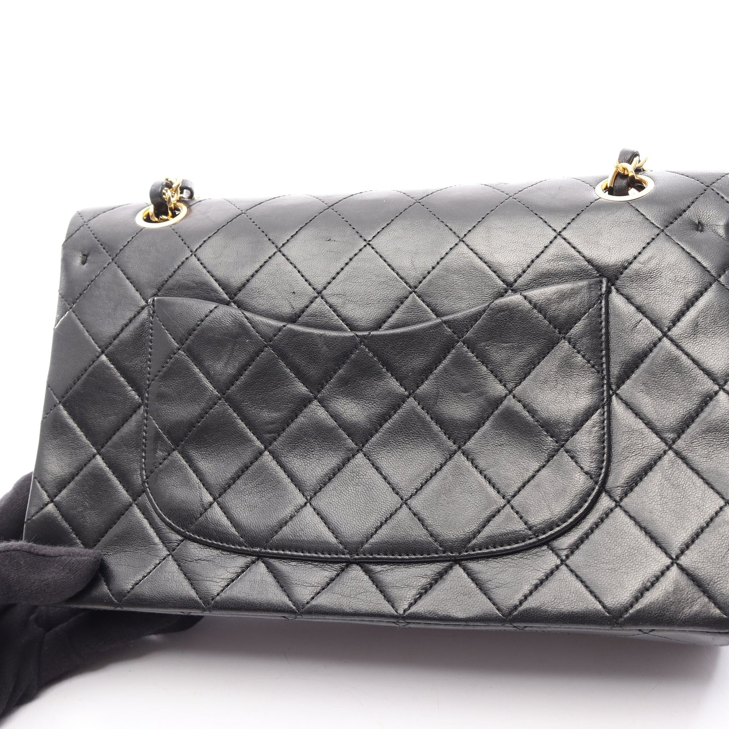マトラッセ Wフラップ Wチェーンショルダーバッグ ラムスキン ブラック ゴールド金具 シャネル バッグ CHANEL
