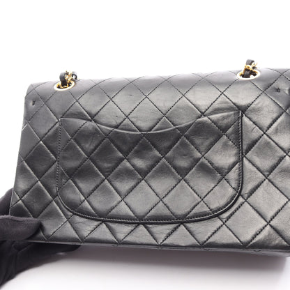 マトラッセ Wフラップ Wチェーンショルダーバッグ ラムスキン ブラック ゴールド金具 シャネル バッグ CHANEL
