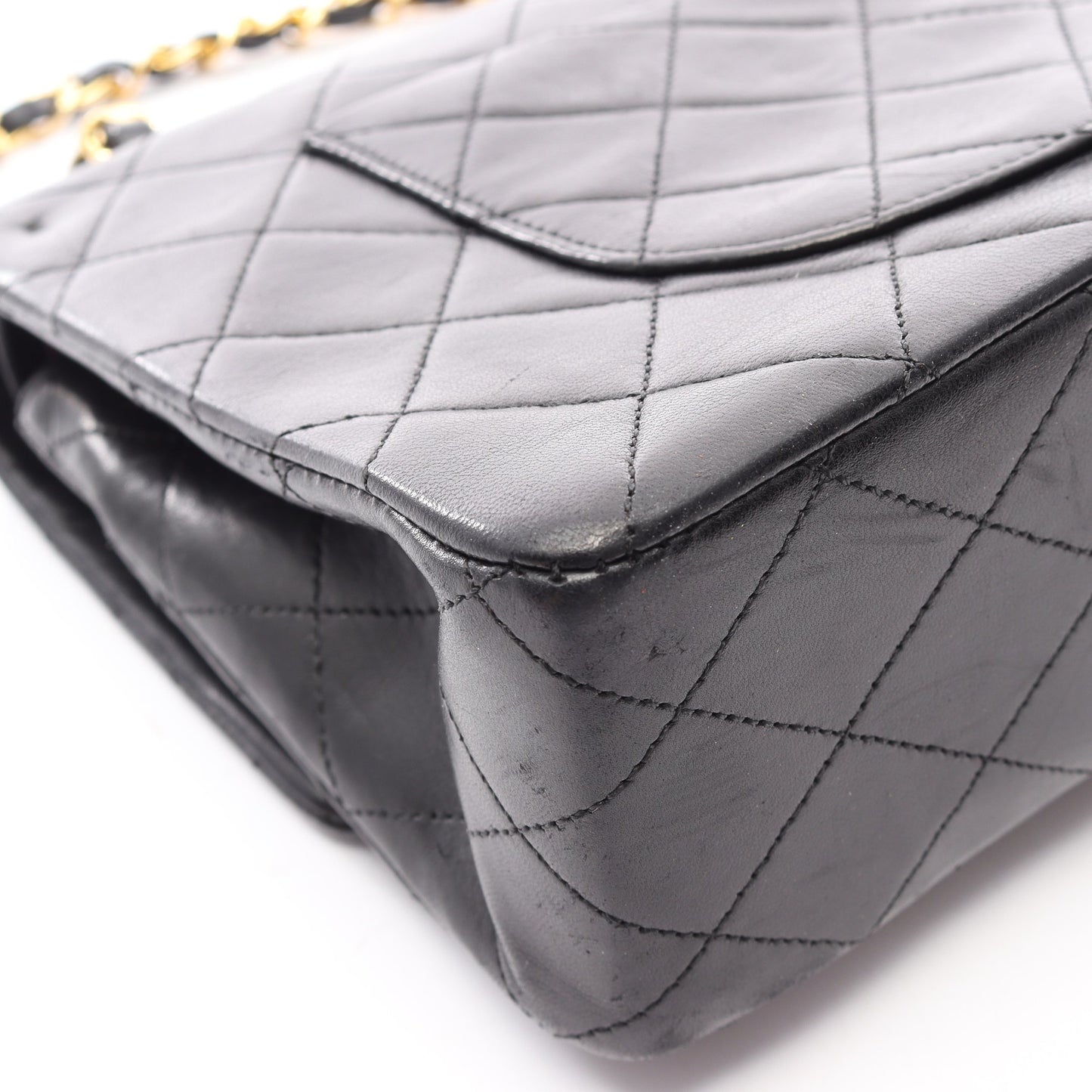マトラッセ Wフラップ Wチェーンショルダーバッグ ラムスキン ブラック ゴールド金具 シャネル バッグ CHANEL