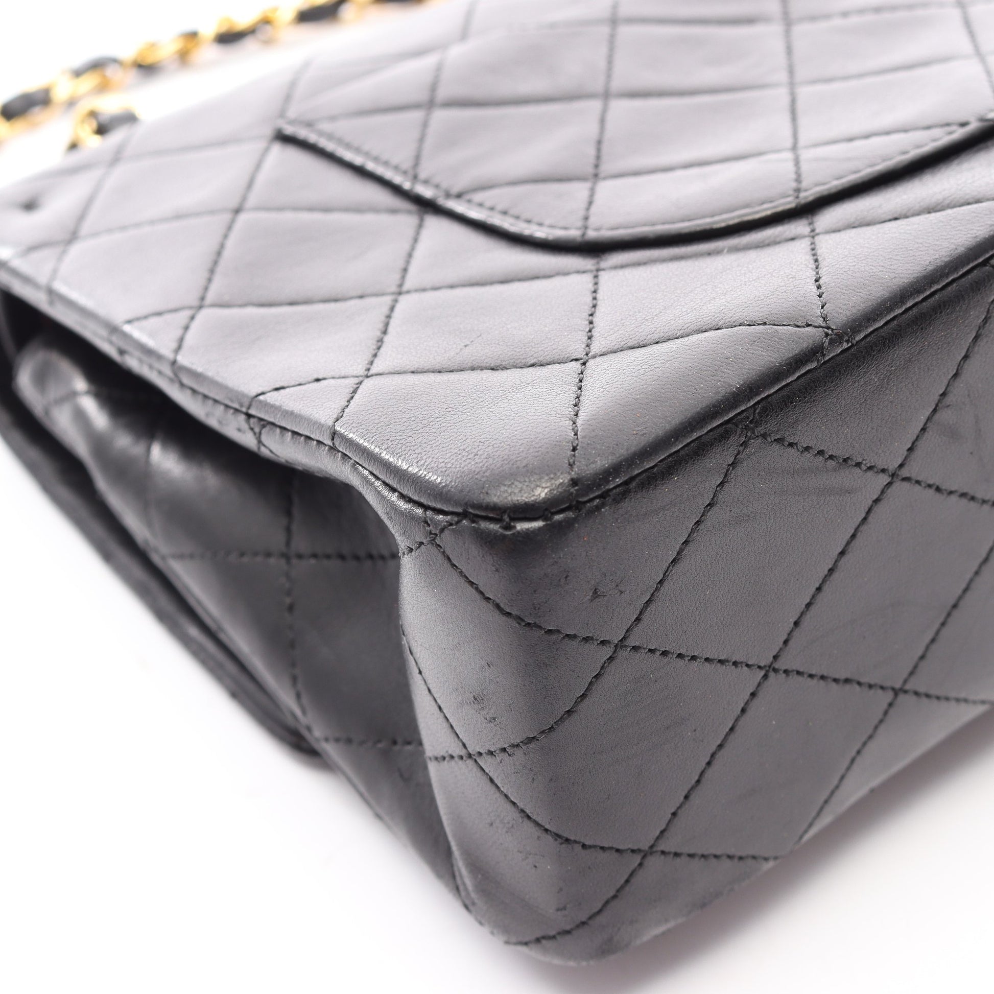 マトラッセ Wフラップ Wチェーンショルダーバッグ ラムスキン ブラック ゴールド金具 シャネル バッグ CHANEL