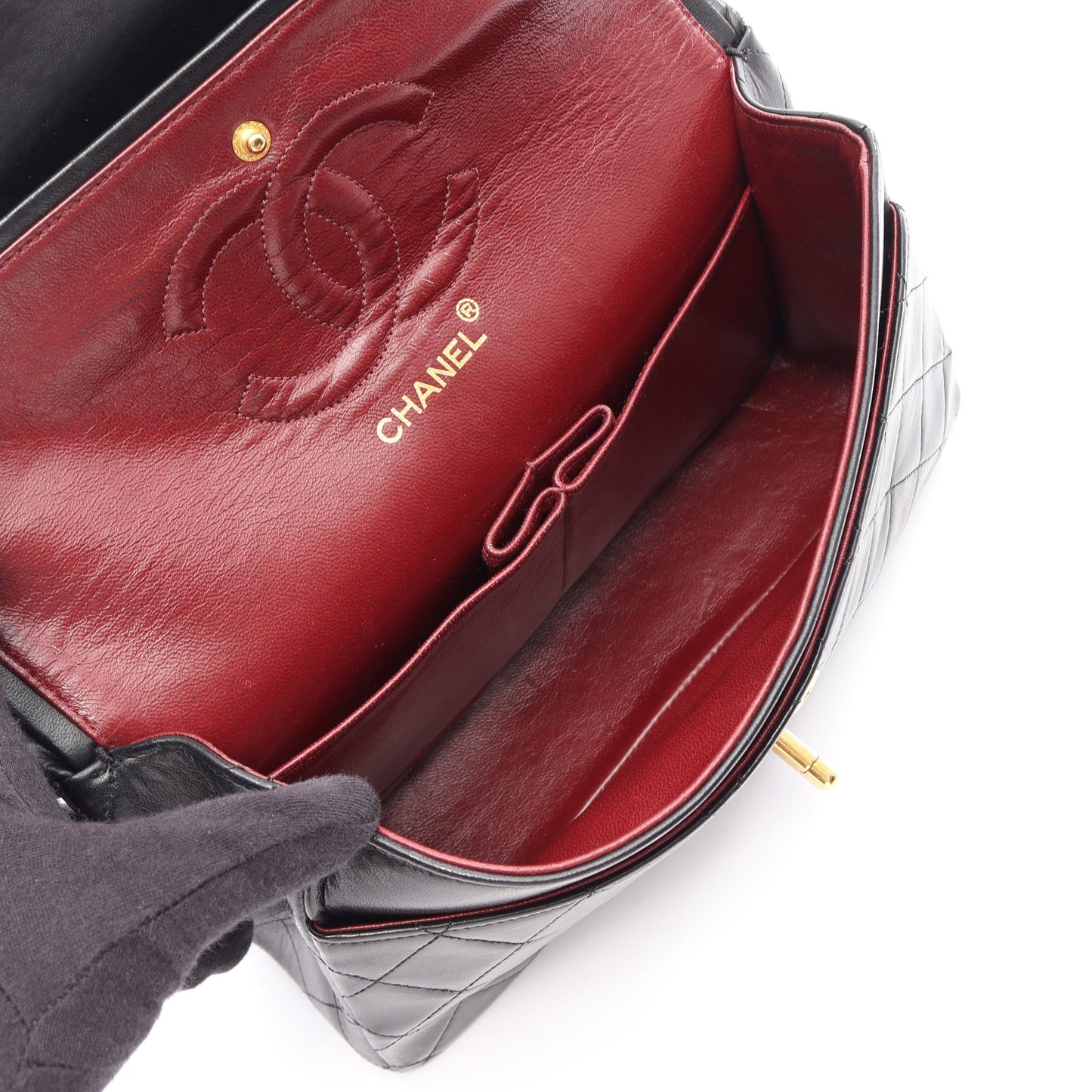 マトラッセ Wフラップ Wチェーンショルダーバッグ ラムスキン ブラック ゴールド金具 シャネル バッグ CHANEL
