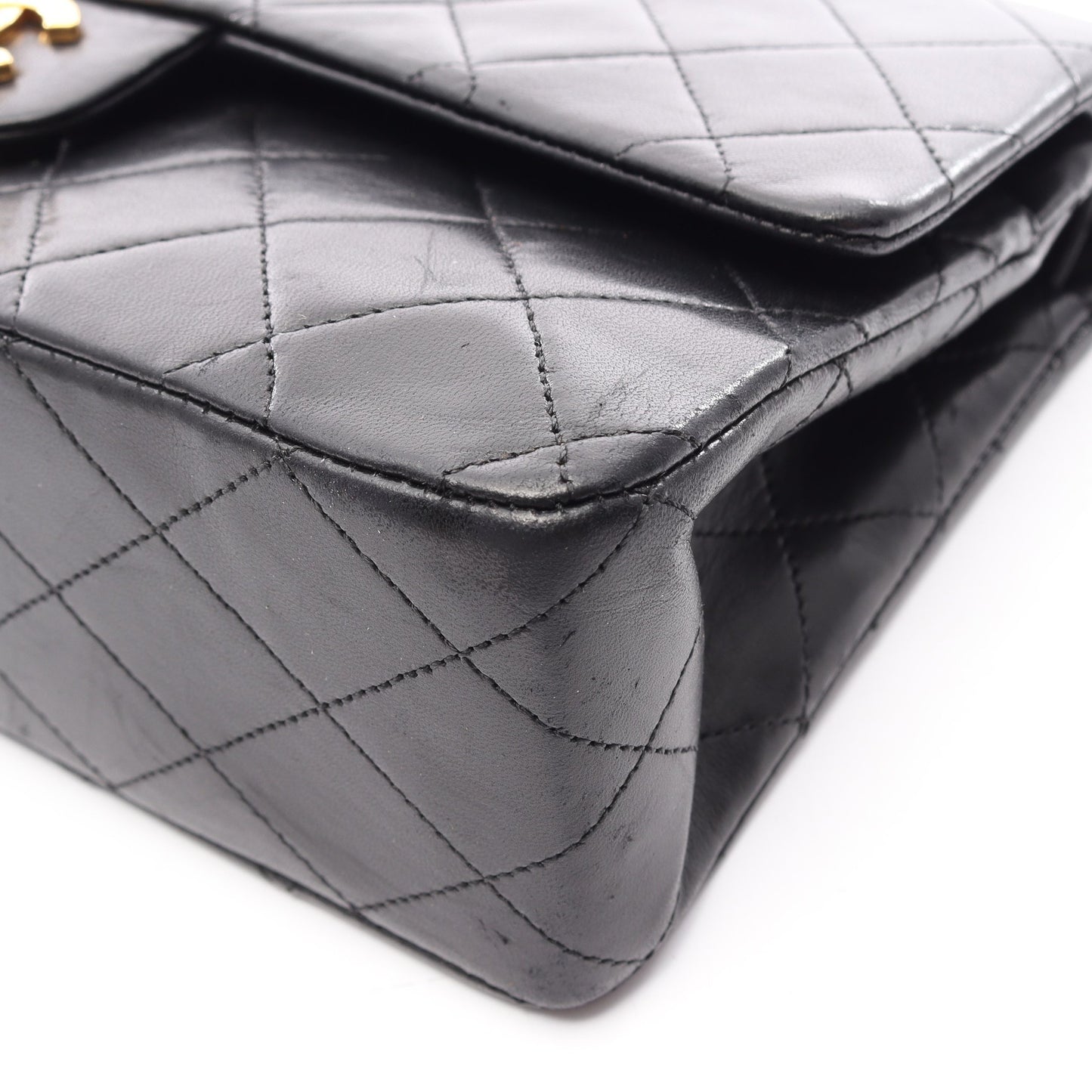 マトラッセ Wフラップ Wチェーンショルダーバッグ ラムスキン ブラック ゴールド金具 シャネル バッグ CHANEL