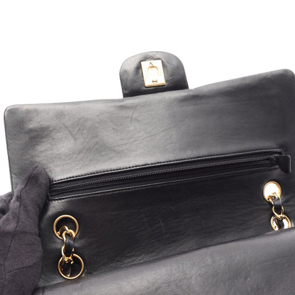 マトラッセ Wフラップ Wチェーンショルダーバッグ ラムスキン ブラック ゴールド金具 シャネル バッグ CHANEL