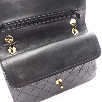マトラッセ Wフラップ Wチェーンショルダーバッグ ラムスキン ブラック ゴールド金具 シャネル バッグ CHANEL