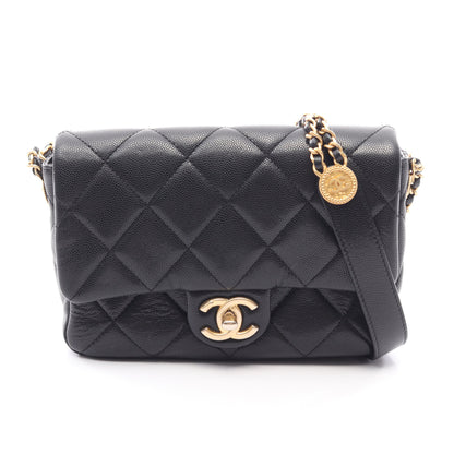 マトラッセ チェーンショルダーバッグ キャビアスキン ブラック ゴールド金具 シャネル バッグ CHANEL