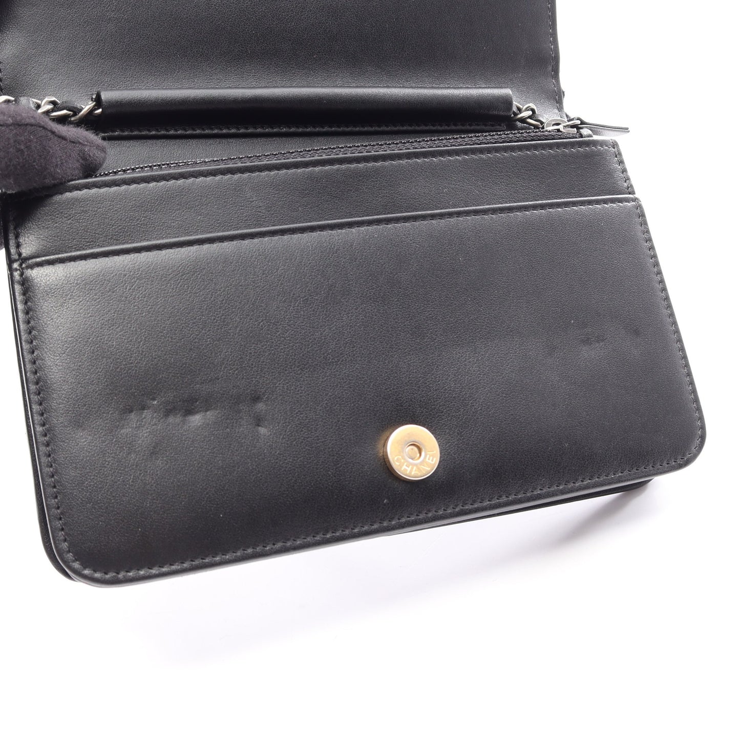 マトラッセ チェーンウォレット ツイード レザー ブラック ホワイト ゴールド金具 シャネル バッグ CHANEL