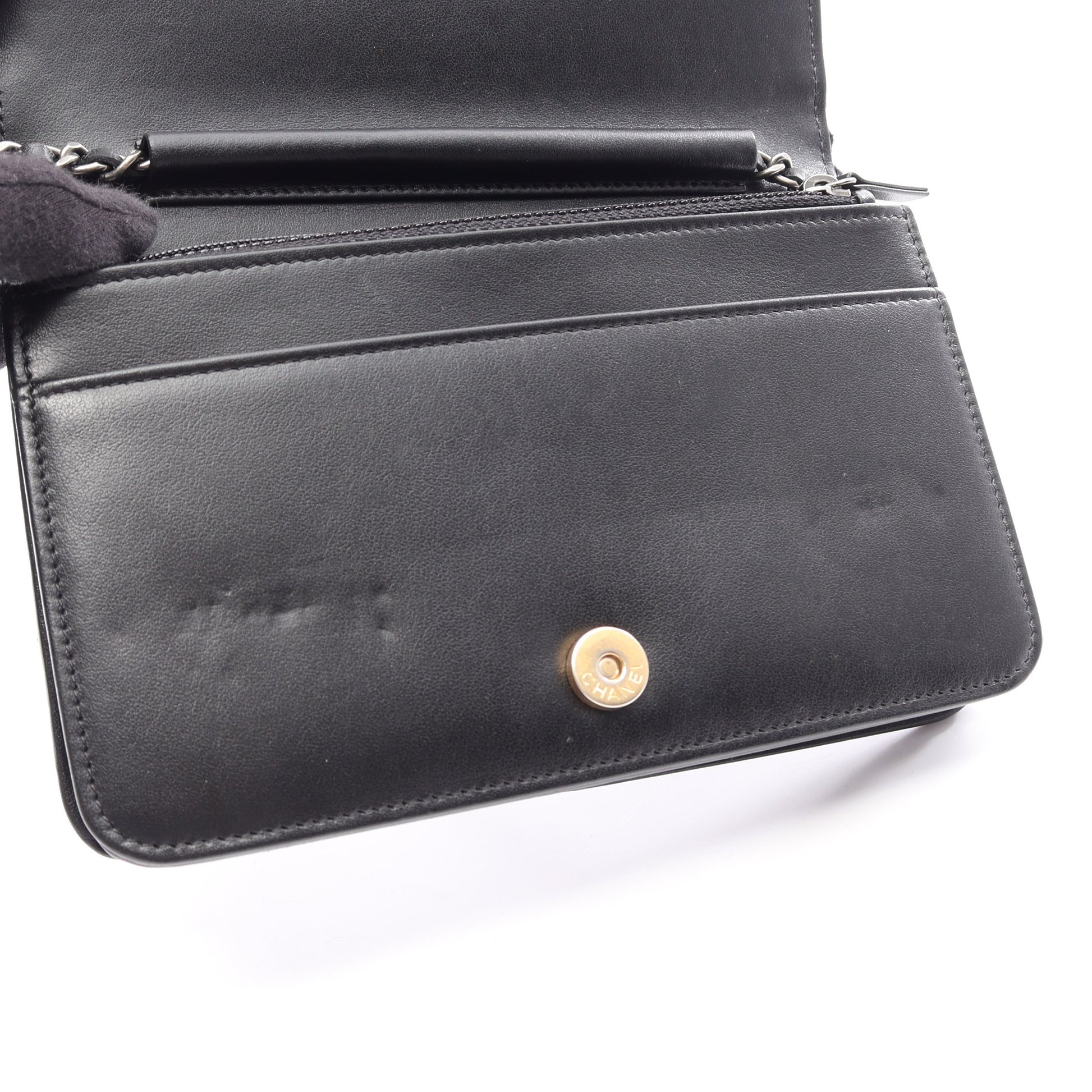 マトラッセ チェーンウォレット ツイード レザー ブラック ホワイト ゴールド金具 シャネル バッグ CHANEL