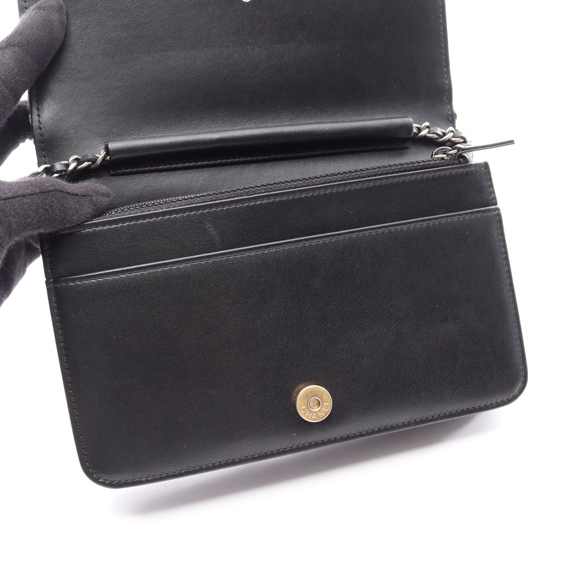マトラッセ チェーンウォレット ツイード レザー ブラック ホワイト ゴールド金具 シャネル バッグ CHANEL