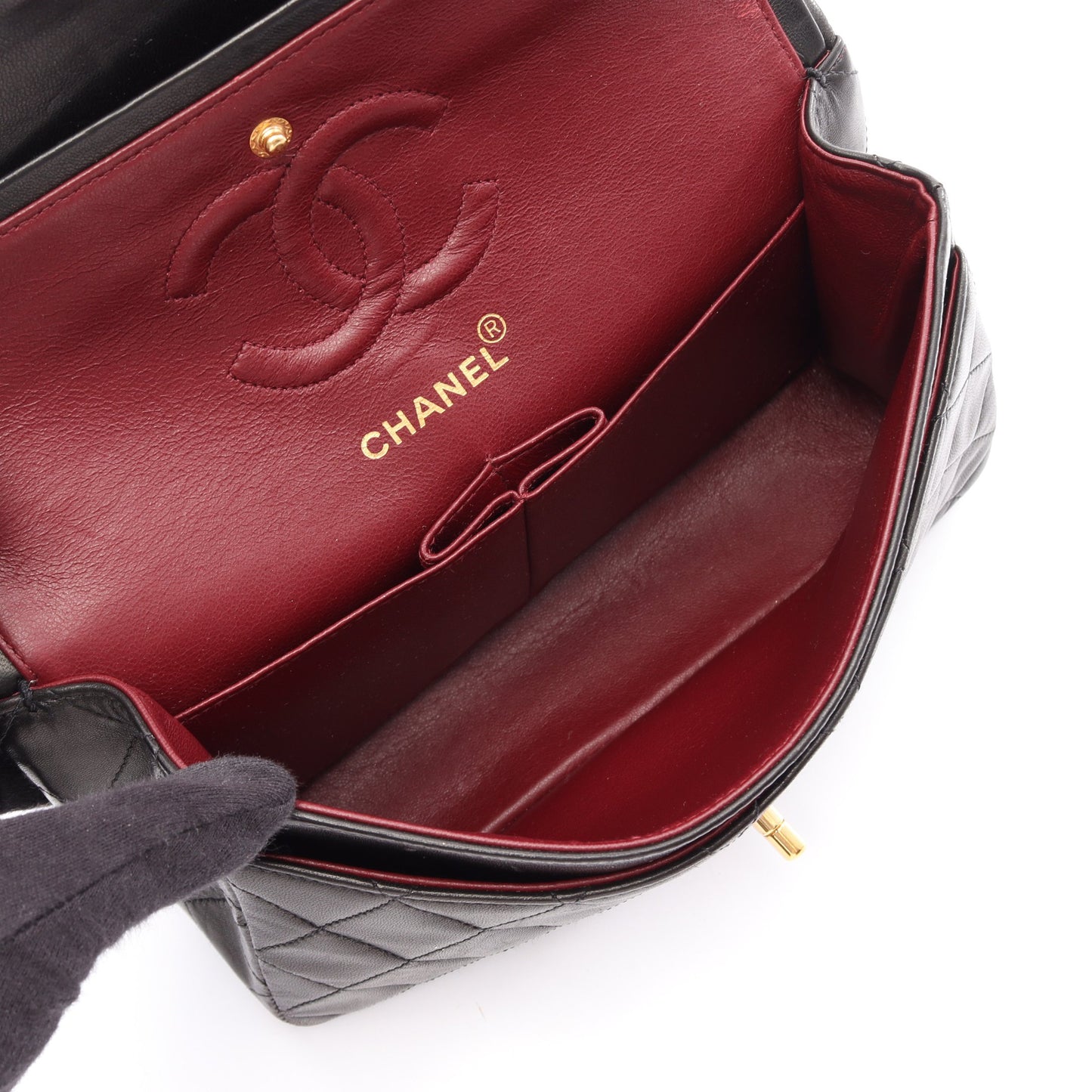 マトラッセ Wフラップ Wチェーンショルダーバッグ ラムスキン ブラック ゴールド金具 シャネル バッグ CHANEL