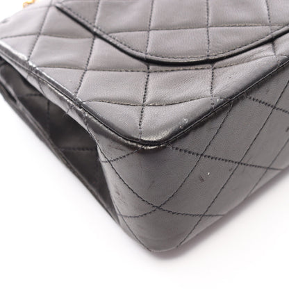 マトラッセ Wフラップ Wチェーンショルダーバッグ ラムスキン ブラック ゴールド金具 シャネル バッグ CHANEL