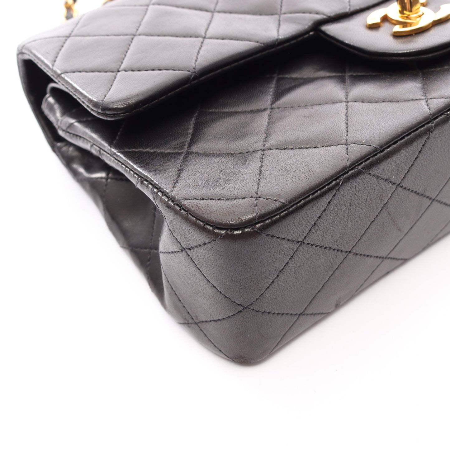 マトラッセ Wフラップ Wチェーンショルダーバッグ ラムスキン ブラック ゴールド金具 シャネル バッグ CHANEL