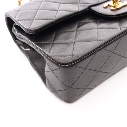 マトラッセ Wフラップ Wチェーンショルダーバッグ ラムスキン ブラック ゴールド金具 シャネル バッグ CHANEL