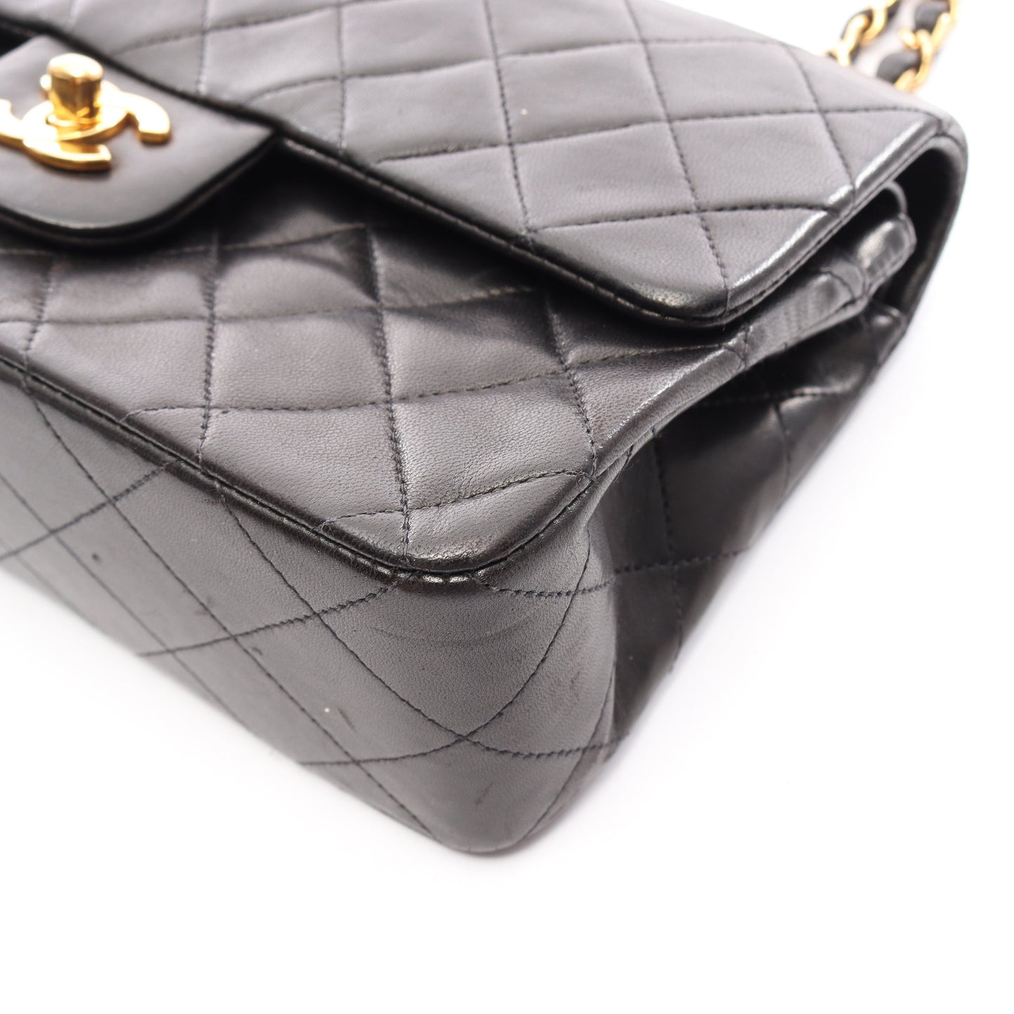 マトラッセ Wフラップ Wチェーンショルダーバッグ ラムスキン ブラック ゴールド金具 シャネル バッグ CHANEL