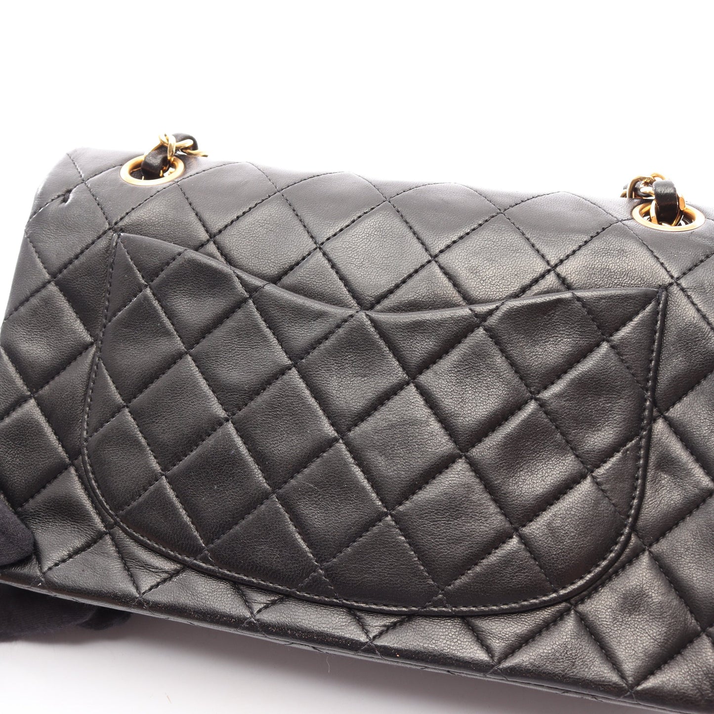 マトラッセ Wフラップ Wチェーンショルダーバッグ ラムスキン ブラック ゴールド金具 シャネル バッグ CHANEL