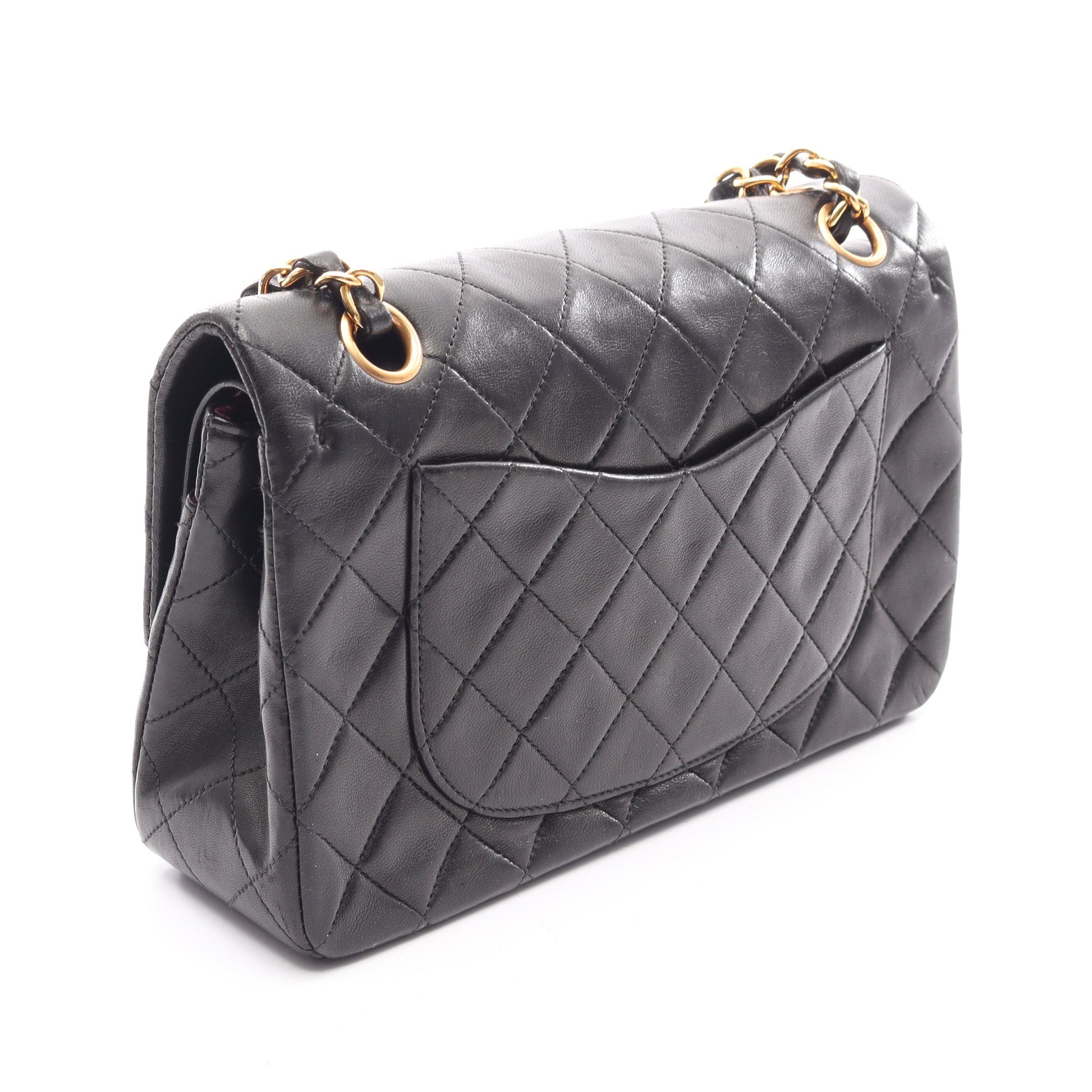 マトラッセ Wフラップ Wチェーンショルダーバッグ ラムスキン ブラック ゴールド金具 シャネル バッグ CHANEL