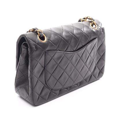 マトラッセ Wフラップ Wチェーンショルダーバッグ ラムスキン ブラック ゴールド金具 シャネル バッグ CHANEL