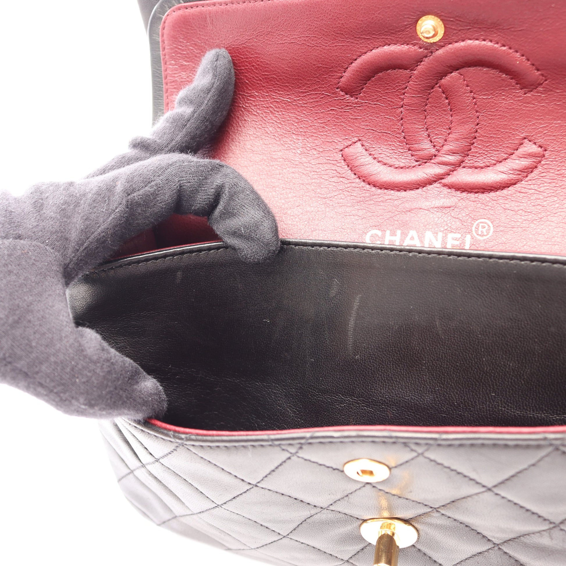マトラッセ Wフラップ Wチェーンショルダーバッグ ラムスキン ブラック ゴールド金具 シャネル バッグ CHANEL