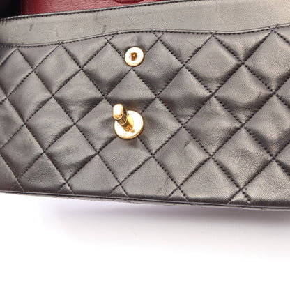 マトラッセ Wフラップ Wチェーンショルダーバッグ ラムスキン ブラック ゴールド金具 シャネル バッグ CHANEL
