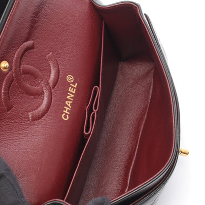 マトラッセ Wフラップ Wチェーンショルダーバッグ ラムスキン ブラック ゴールド金具 シャネル バッグ CHANEL