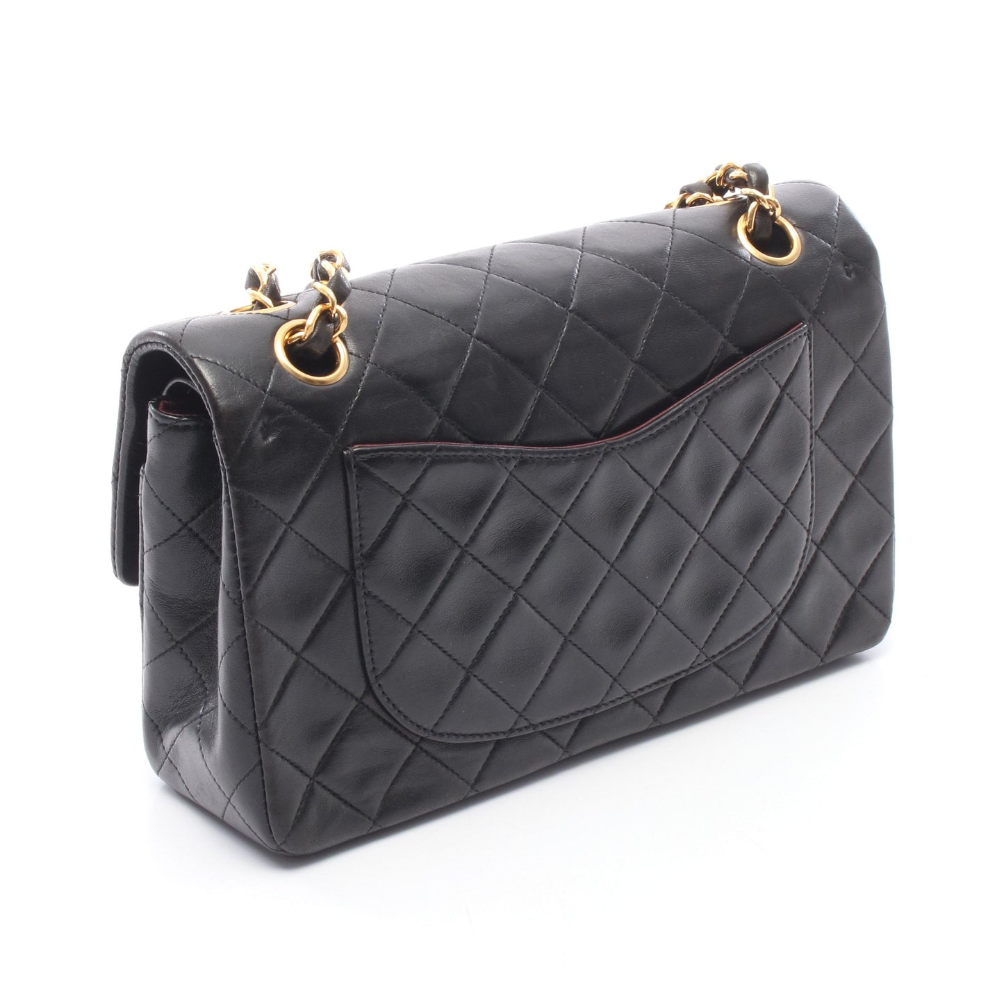 マトラッセ Wフラップ Wチェーンショルダーバッグ ラムスキン ブラック ゴールド金具 シャネル バッグ CHANEL