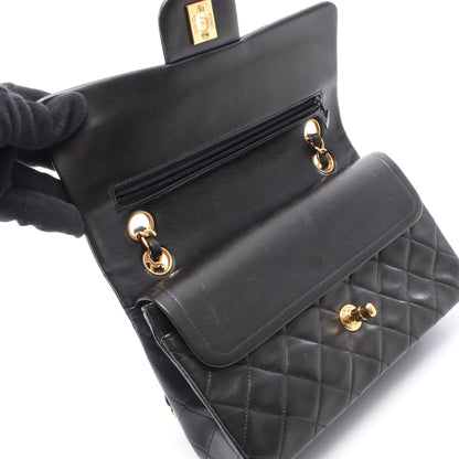 マトラッセ Wフラップ Wチェーンショルダーバッグ ラムスキン ブラック ゴールド金具 シャネル バッグ CHANEL