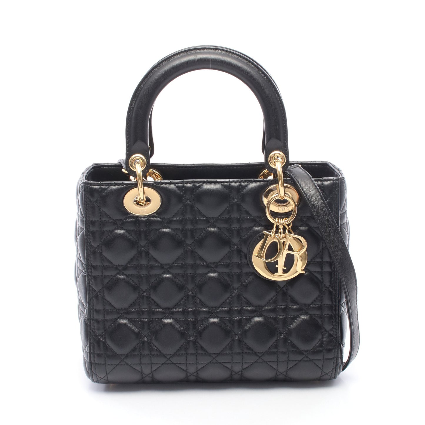 LADY DIOR レディディオール 2WAY ハンドバッグ レザー ブラック クリスチャンディオール バッグ Christian Dior