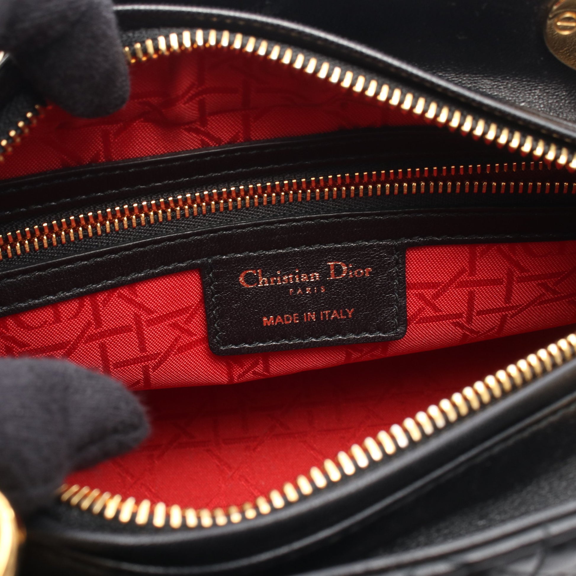 LADY DIOR レディディオール 2WAY ハンドバッグ レザー ブラック クリスチャンディオール バッグ Christian Dior