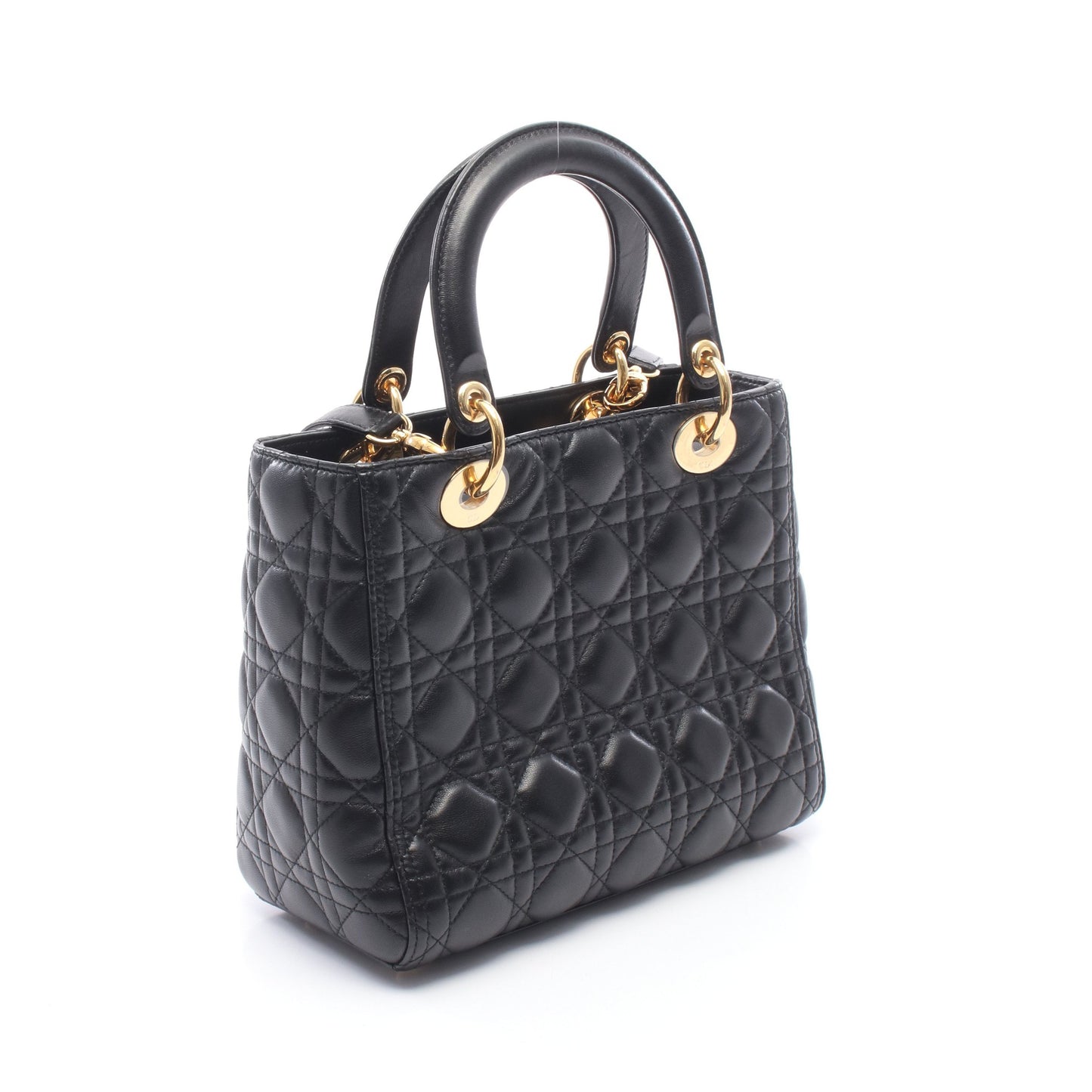 LADY DIOR レディディオール 2WAY ハンドバッグ レザー ブラック クリスチャンディオール バッグ Christian Dior
