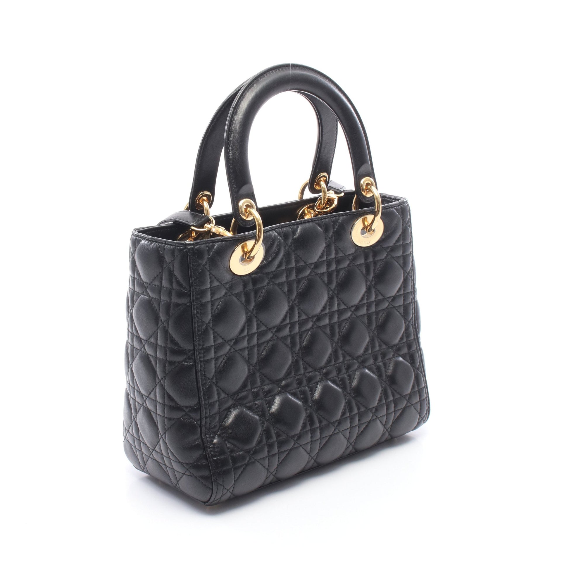 LADY DIOR レディディオール 2WAY ハンドバッグ レザー ブラック クリスチャンディオール バッグ Christian Dior