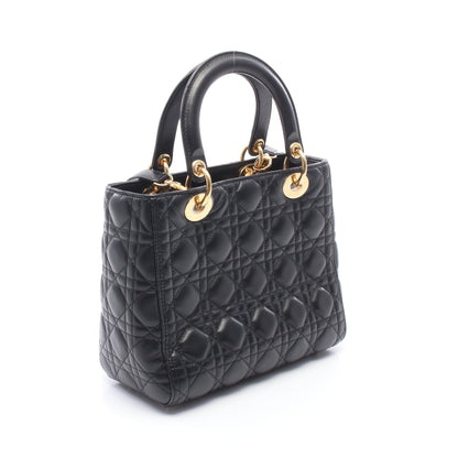 LADY DIOR レディディオール 2WAY ハンドバッグ レザー ブラック クリスチャンディオール バッグ Christian Dior