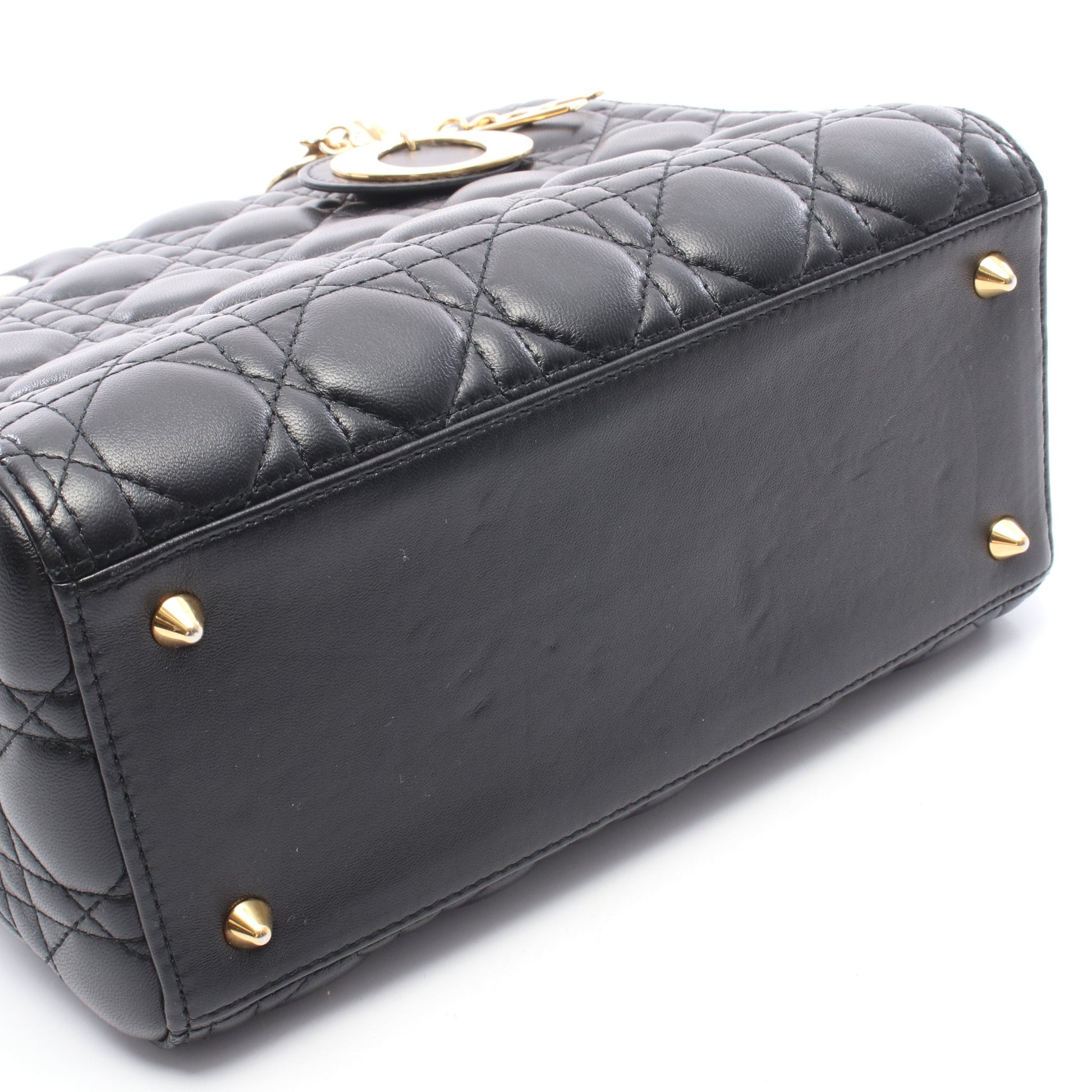 LADY DIOR レディディオール 2WAY ハンドバッグ レザー ブラック クリスチャンディオール バッグ Christian Dior