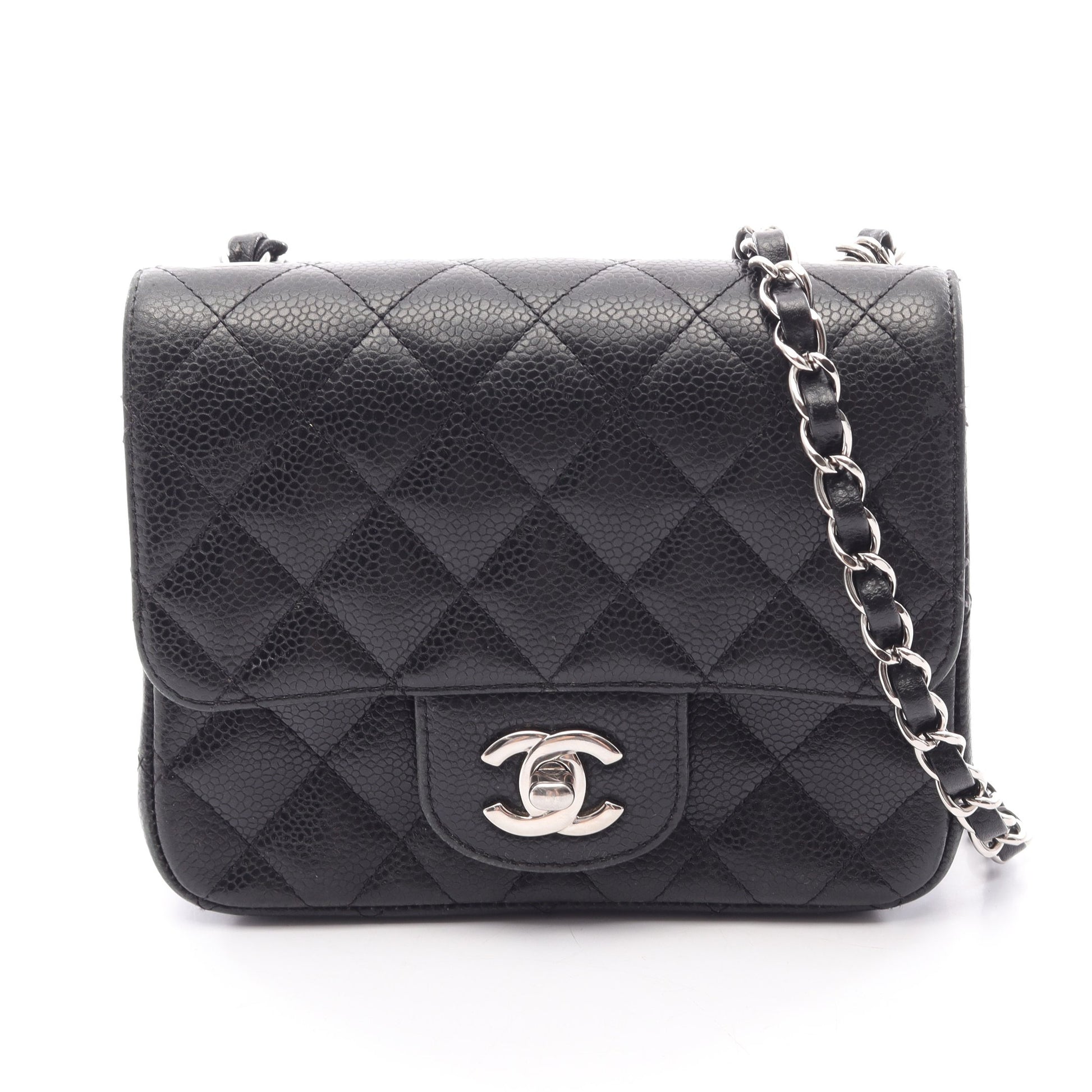 ミニマトラッセ チェーンショルダーバッグ キャビアスキン ブラック シルバー金具 シャネル バッグ CHANEL