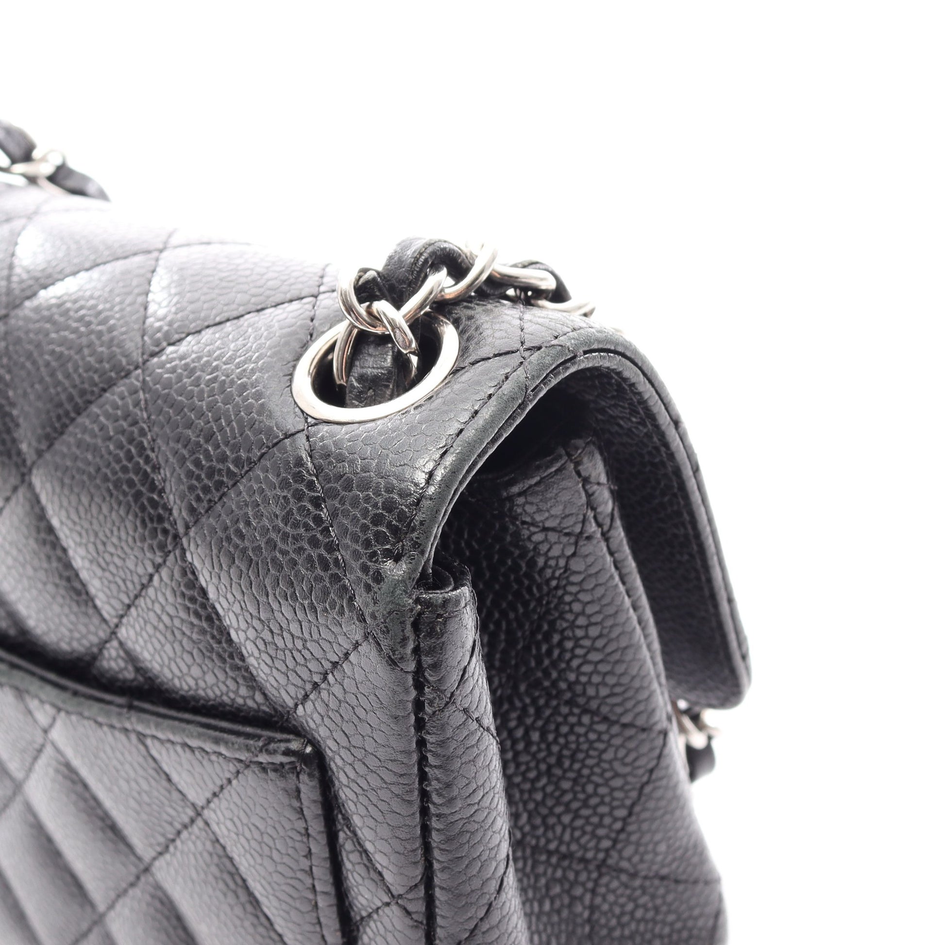 ミニマトラッセ チェーンショルダーバッグ キャビアスキン ブラック シルバー金具 シャネル バッグ CHANEL