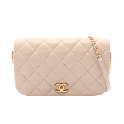マトラッセ クラシック フルフラップ チェーンショルダーバッグ レザー ベージュ ゴールド金具 シャネル バッグ CHANEL