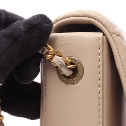 マトラッセ クラシック フルフラップ チェーンショルダーバッグ レザー ベージュ ゴールド金具 シャネル バッグ CHANEL