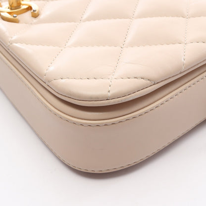 マトラッセ クラシック フルフラップ チェーンショルダーバッグ レザー ベージュ ゴールド金具 シャネル バッグ CHANEL