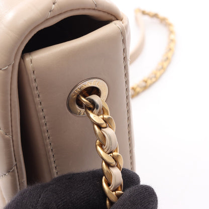 マトラッセ クラシック フルフラップ チェーンショルダーバッグ レザー ベージュ ゴールド金具 シャネル バッグ CHANEL