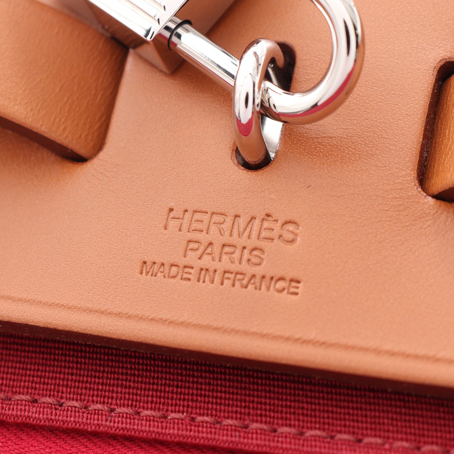 エールバッグジップPM ルビー ナチュラル 2WAY ハンドバッグ トワルオフィシエ ヴァッシュハンター レッド ライトブラウン シルバー金具 T刻印 エルメス バッグ HERMES