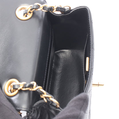 マトラッセ スモールフラップ チェーンショルダーバッグ レザー ブラック ゴールド金具 シャネル バッグ CHANEL