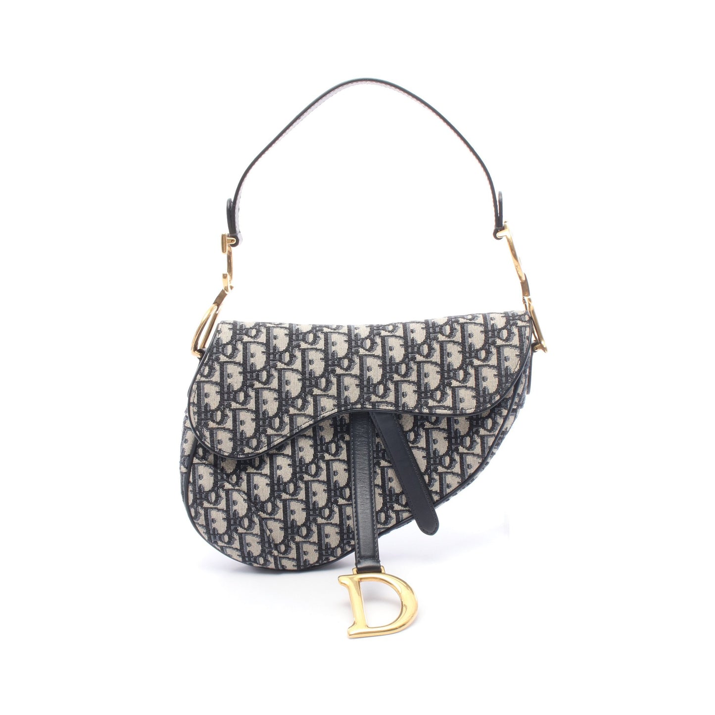 SADDLE サドル オブリーク ハンドバッグ キャンバス レザー ネイビー グレー クリスチャンディオール バッグ Christian Dior