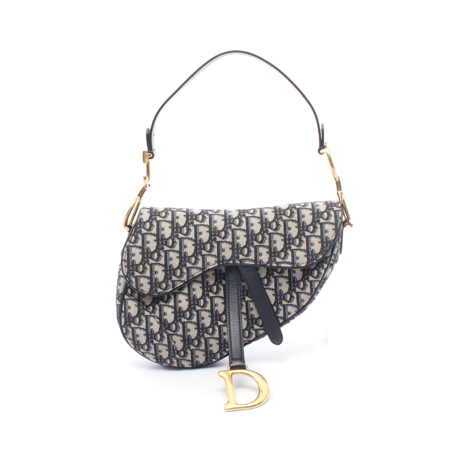 SADDLE サドル オブリーク ハンドバッグ キャンバス レザー ネイビー グレー クリスチャンディオール バッグ Christian Dior