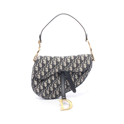 SADDLE サドル オブリーク ハンドバッグ キャンバス レザー ネイビー グレー クリスチャンディオール バッグ Christian Dior